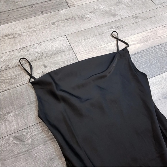 Urban Outfitters Satin Mallory Mini Dress XS UK 6 Black Slip LBD Party BNWT - Picture 10 of 11